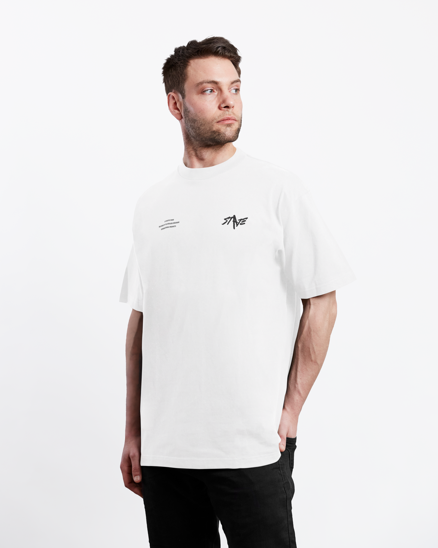 STATE Signature Tee - White/Black